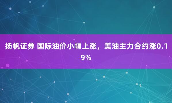 扬帆证券 国际油价小幅上涨，美油主力合约涨0.19%